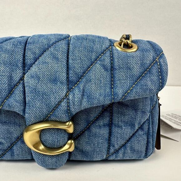 Coach Tabby CR701 Denim Brass/Indigo Shoulder Bag 20 With Quilting - Picture 6 of 14